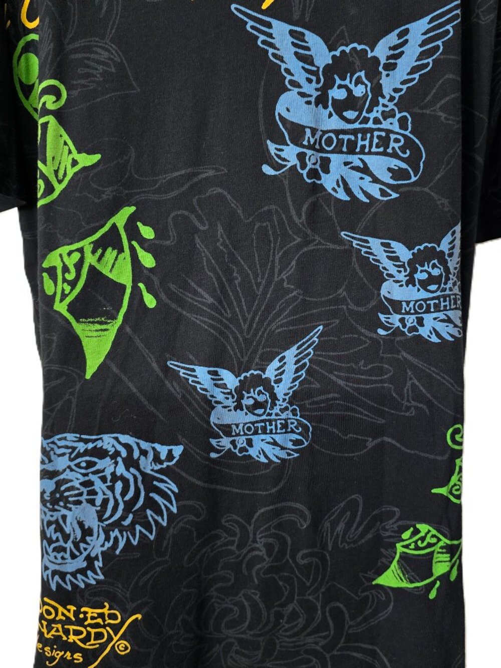 Ed Hardy White Lotus Tiger Graphic T Shirt Mens XL Christian Audigier Y2K Mother - Picture 5 of 8